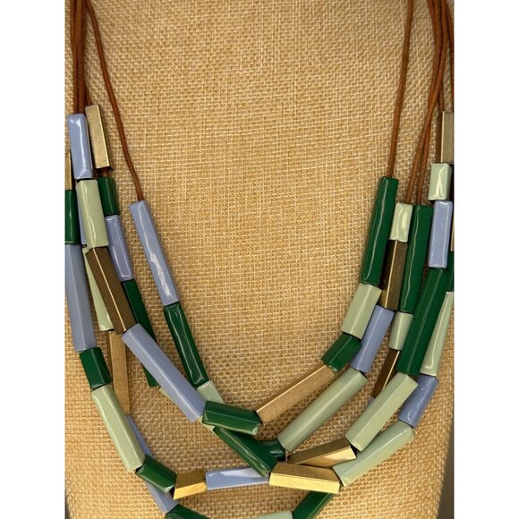 Kate Spade Saturday New York Beaded Confetti Statement Necklace W/ Leather Cord - Picture 5 of 16